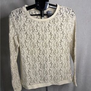 Cato Ivory Lace Top with Long Sleeves